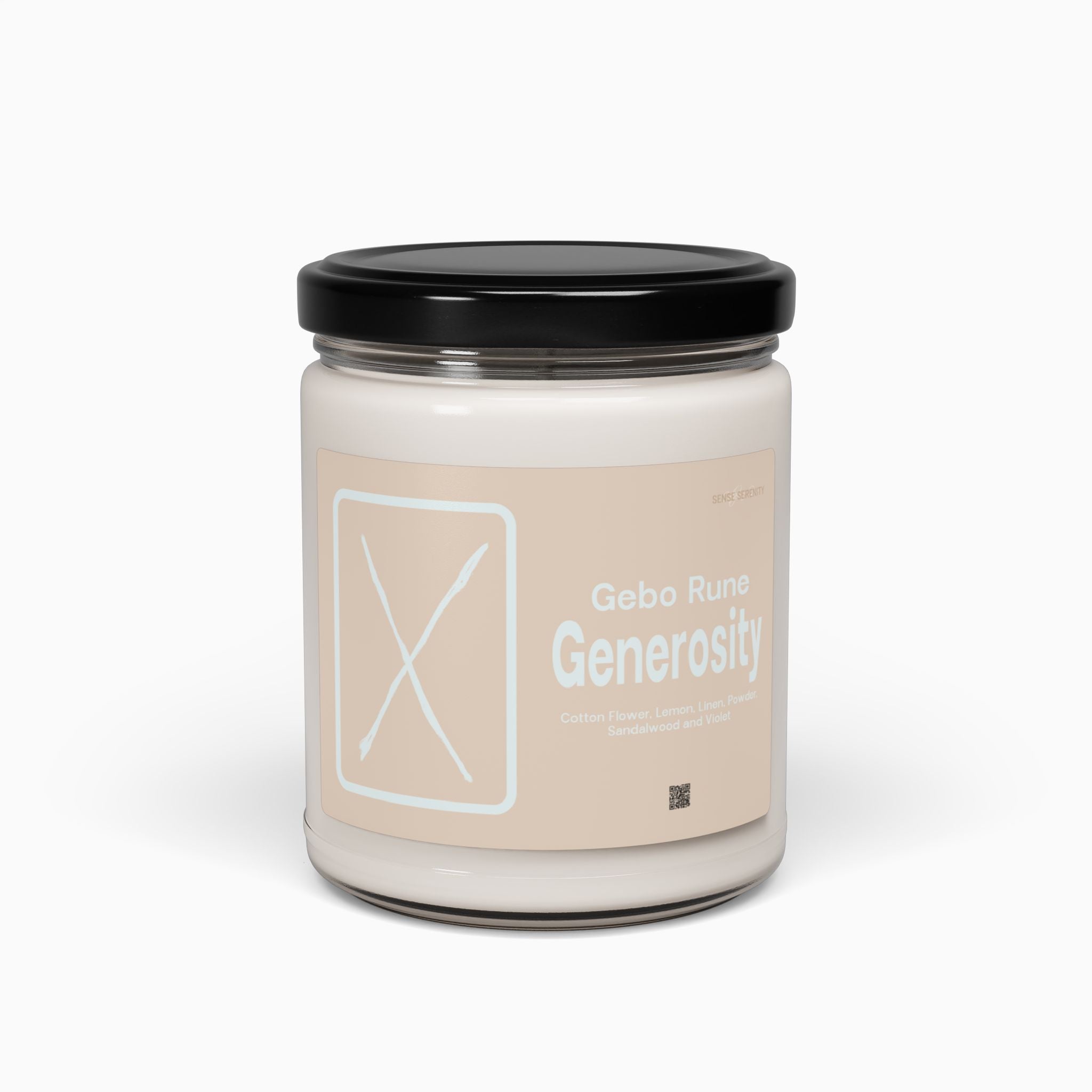 Clean Cotton Scented Soy Candle with Gebo Rune for Generosity