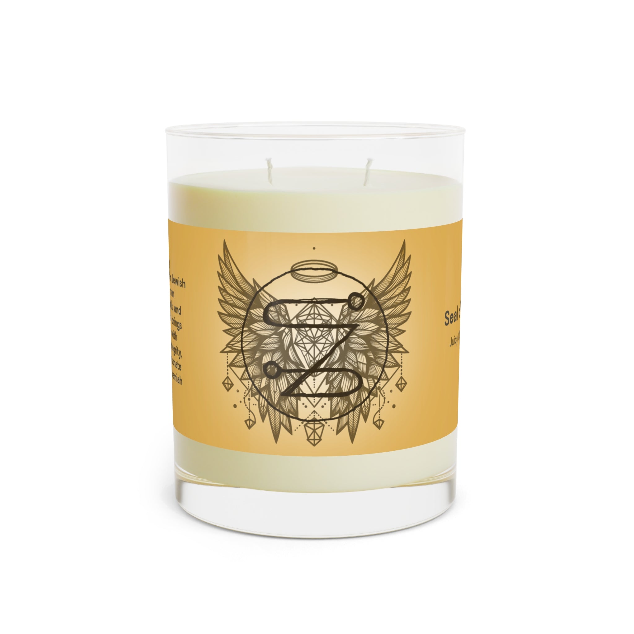 Sweet Figs Tea, Scented Soy, 11oz Candles, Full Glass, with the Seal of the Angel of Jabamiah