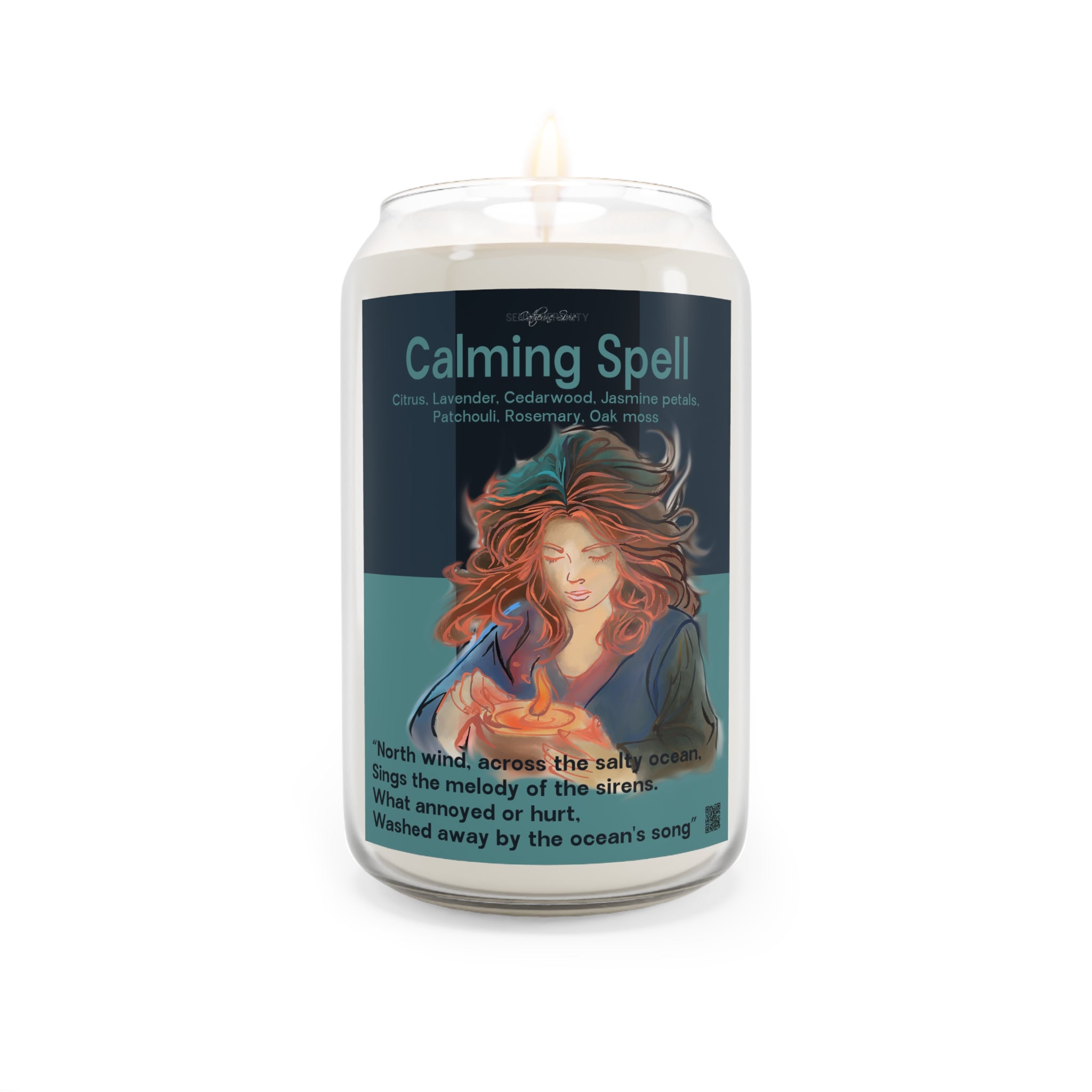 Ocean Mist Scented Candle with Calming Spell