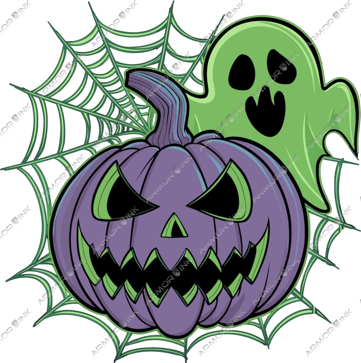 Purple Glow Pumpkin Ghost DTF Transfer