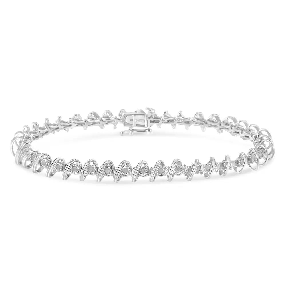 Exquisite .925 Sterling Silver Miracle-set 7’’ Tennis Bracelet with Diamonds