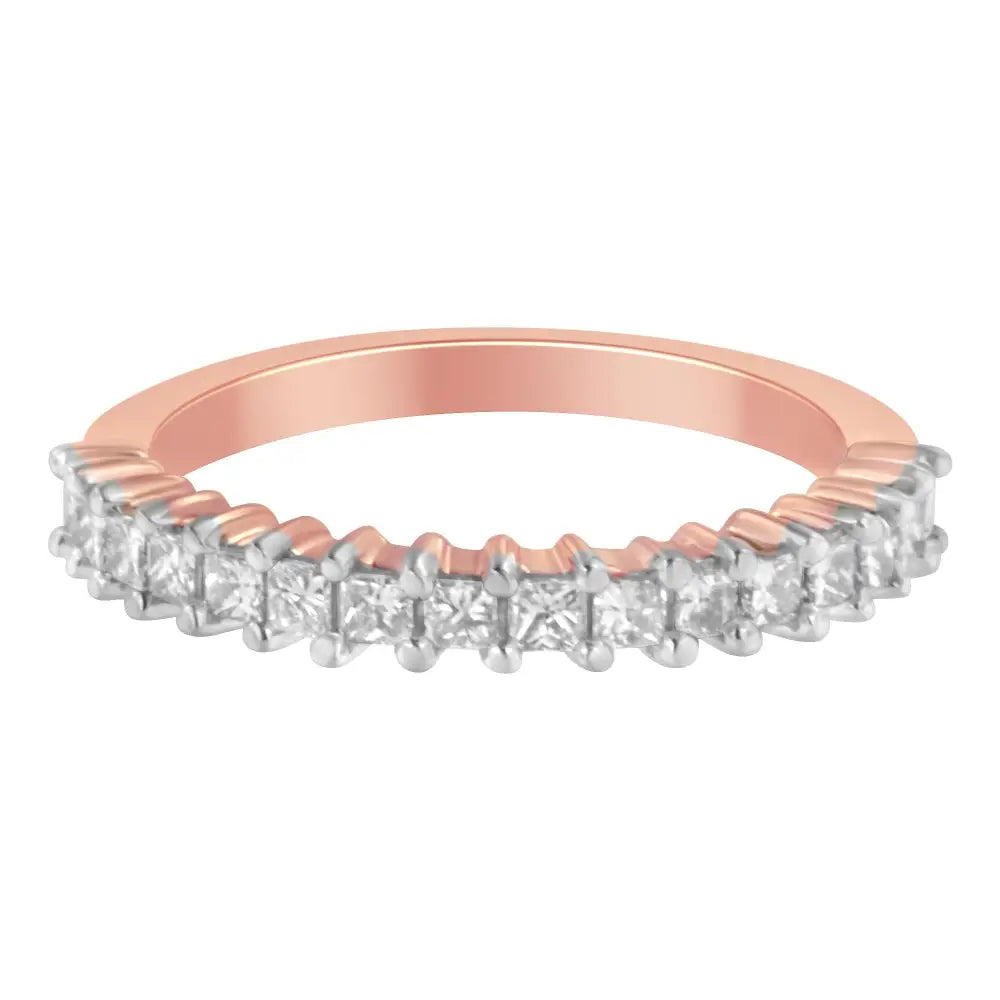 Exquisite 10k Rose Gold Flashed Sterling Silver Diamond Band Ring