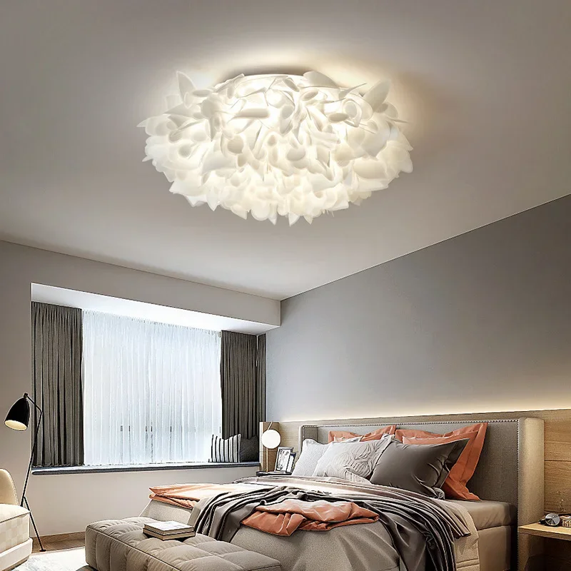 Cream Style Bedroom Light Internet Celebrity Ins Petal Ceiling Lamp Nordic Girl Warm Romantic Room Diningroom Livingroom Lamps