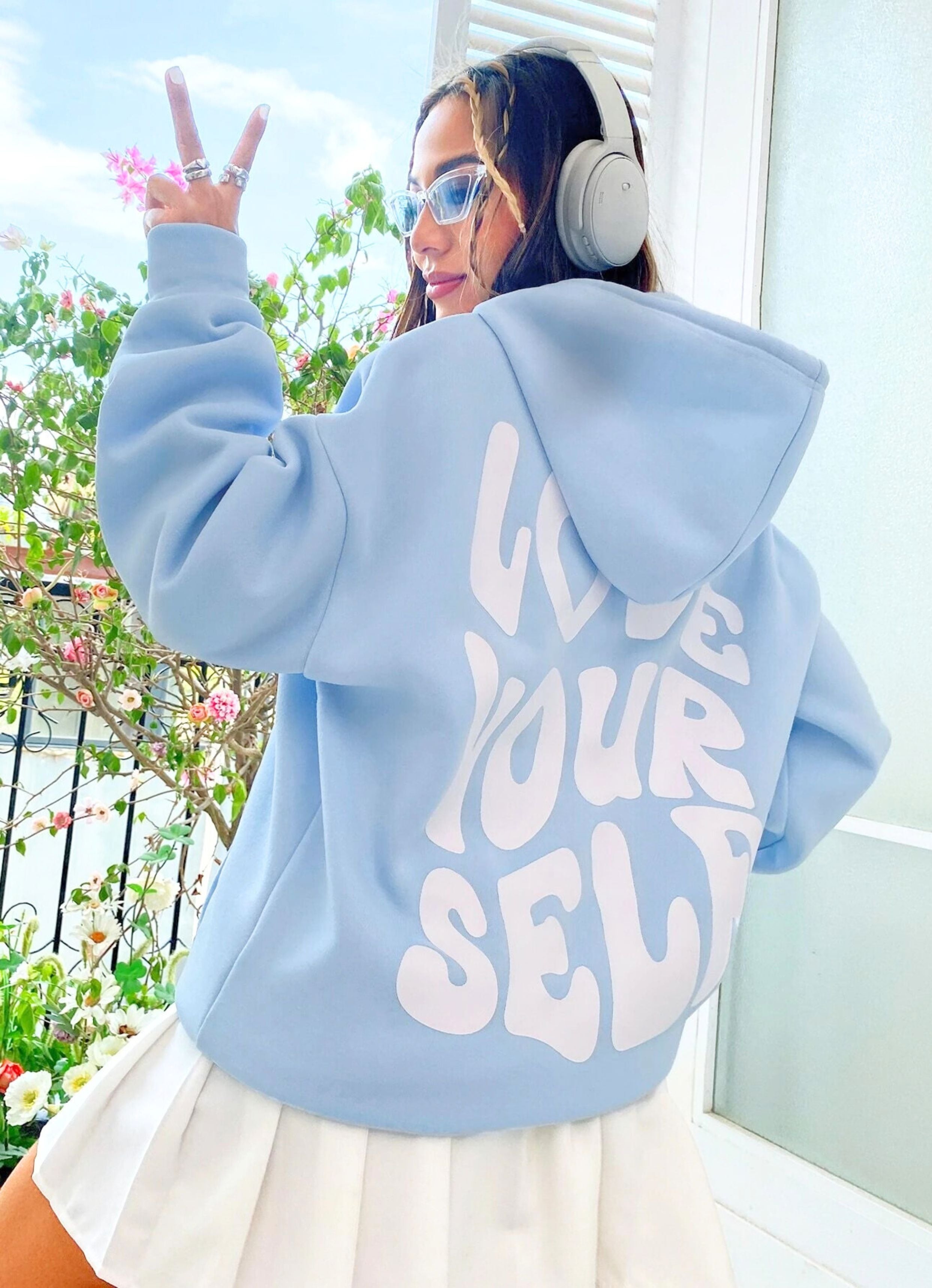 Love Yourself Baby Blue Unisex Hoodie