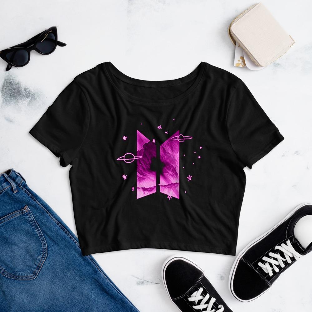 BTS Pink Galaxy Logo Crop Top