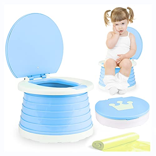 Portable Training Potty for Kids Toddlers Foldable Travel Potty Seat Toilet for Car, Camping, Emergency