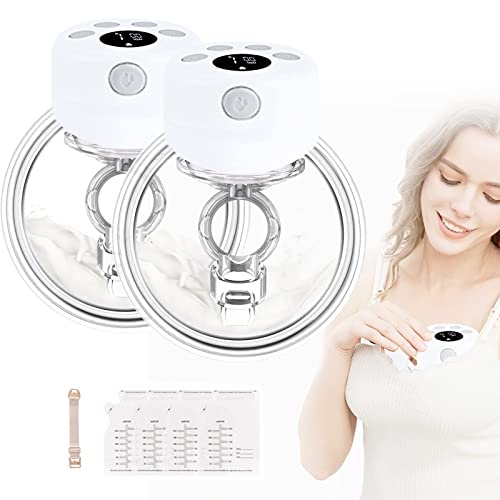 Wearable Breast Pump Hands Free Portable Electric Breastpump Pain Free Rechargeable Milk Pump, with LCD Screen Massage and Memory Mode