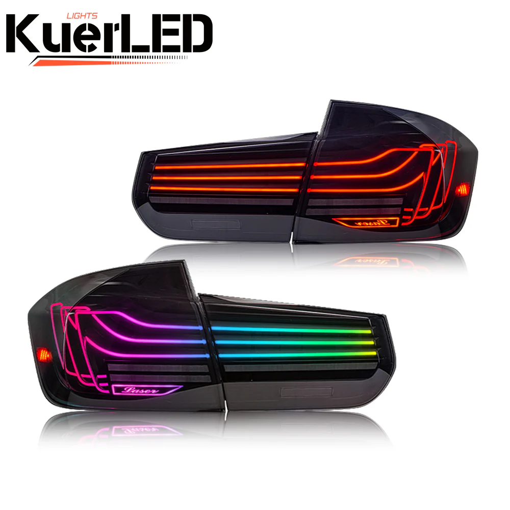 LED Tail Light for BMW 3 Series F30 (2013-2018), Laser Ray Styles(Smoked/RGB)