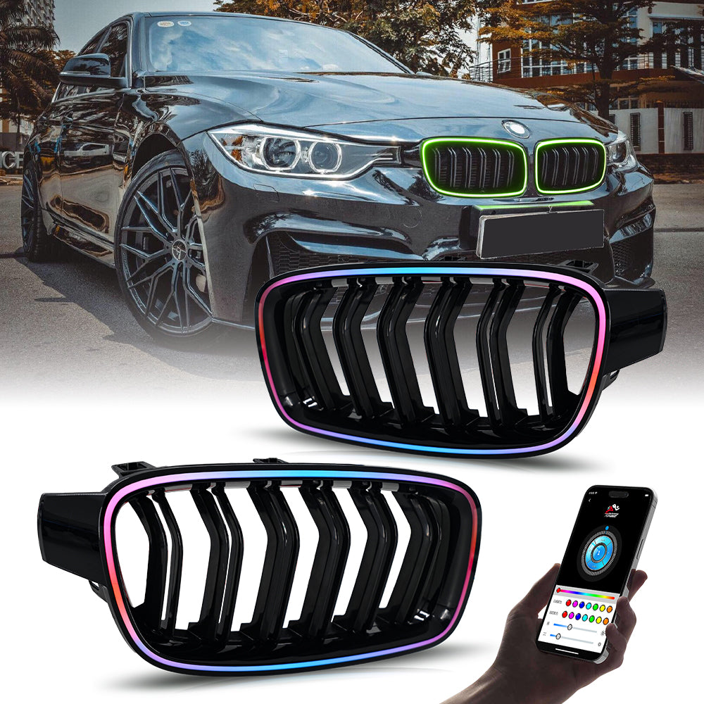 BMW 3 Series LED Grille Lights (2013-2018), RGB Front Grille Upgrade for F30/F35/M3 Models