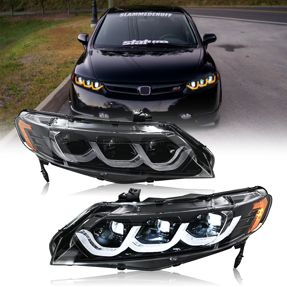 NEW LED Headlights for Honda Civic 4Dr 8Th Gen Sedan (2006-2011), Plug & Play Upgrade