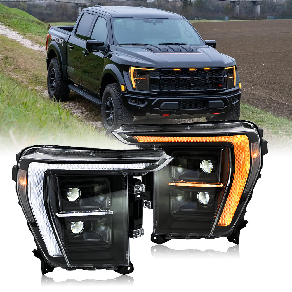 2022-2024 Ford F-150 Full LED Headlights, 14th Generation, P702 Front Assembly, Plug & Play