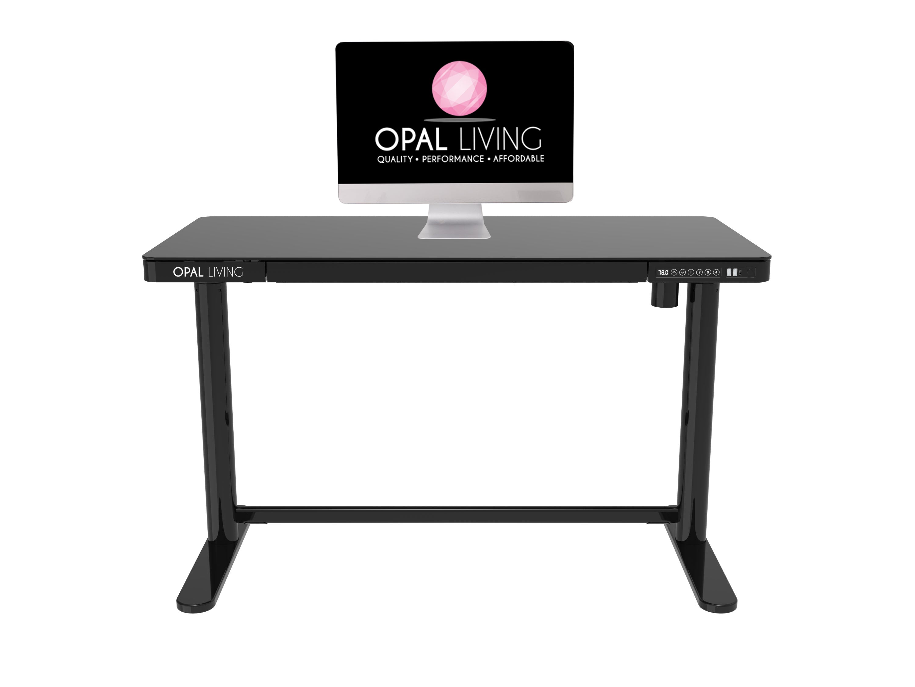 Glass Electric Standing Desk, Home Office Electric Height Adjustable Sit-Stand