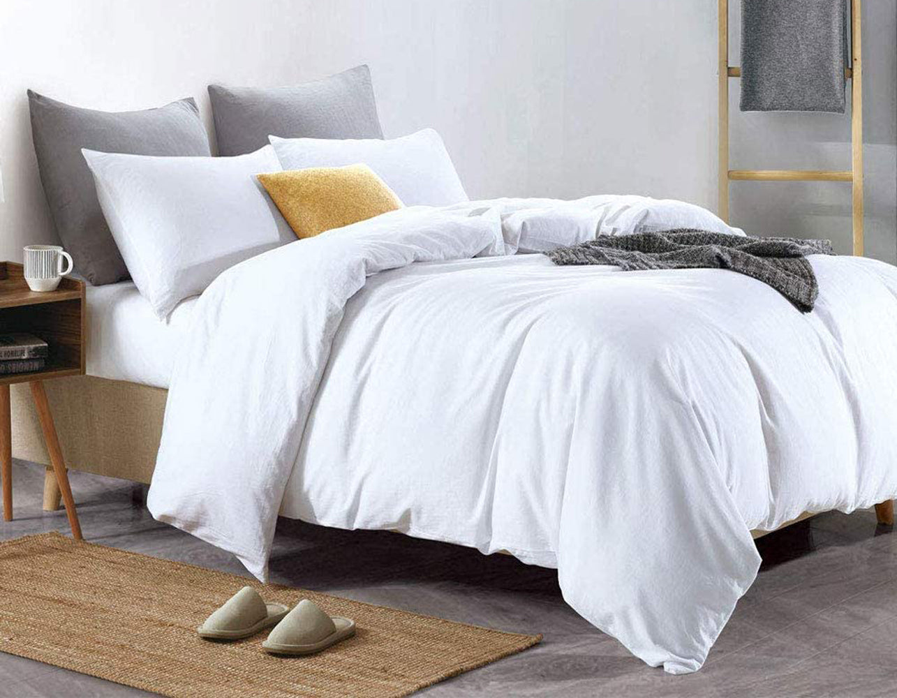 100% Pure Egyptian Cotton Duvet Cover Bed Set in Plain White