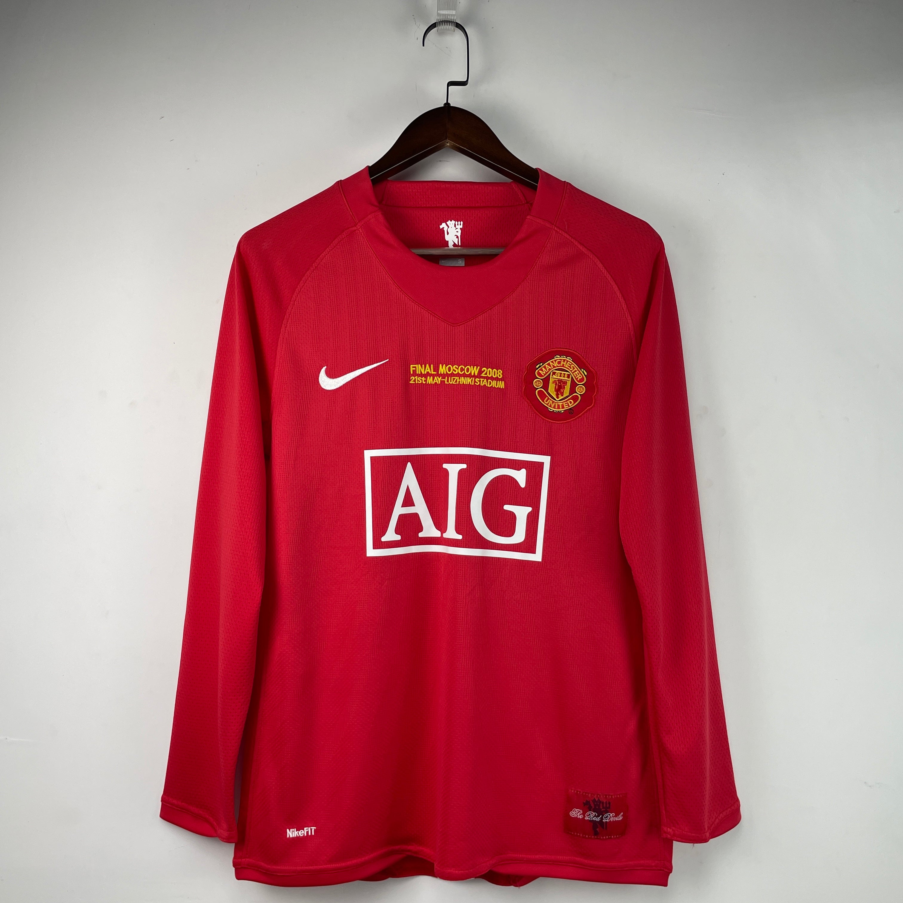 2007/08 Retro Manchester United Home Champions League Edition Football Shirt Long Sleeve