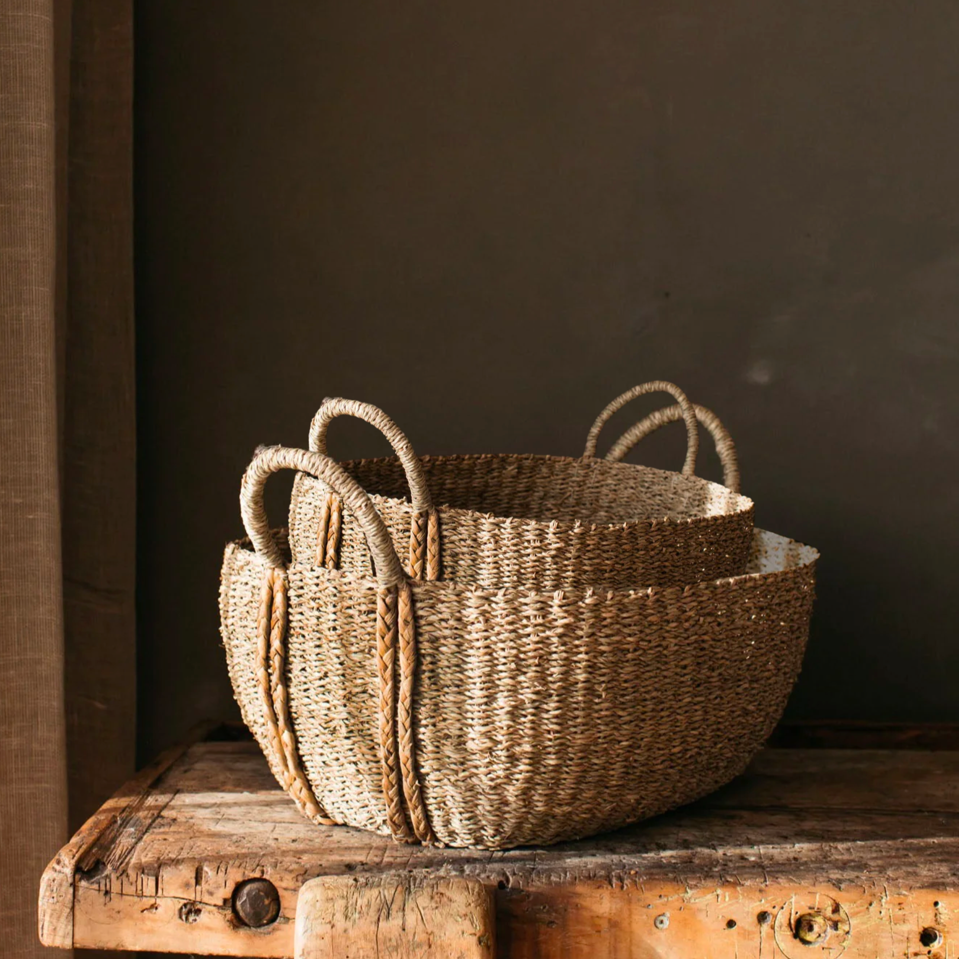 Audrey Oval Seagrass Baskets - Set of Two