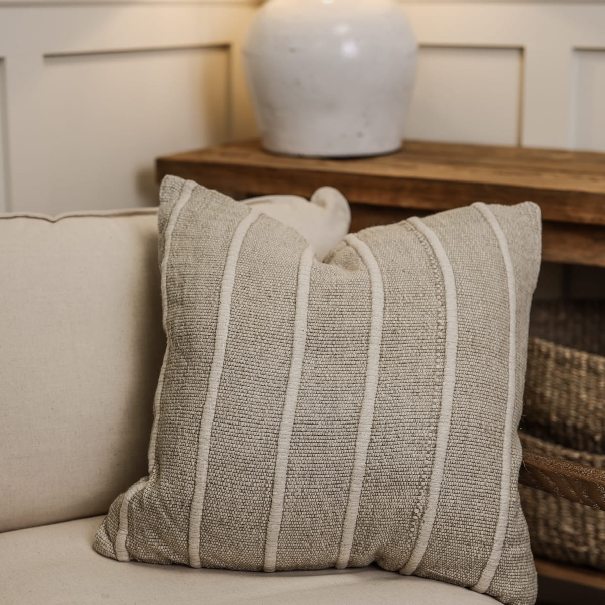 Wren Cotton Striped Cushion