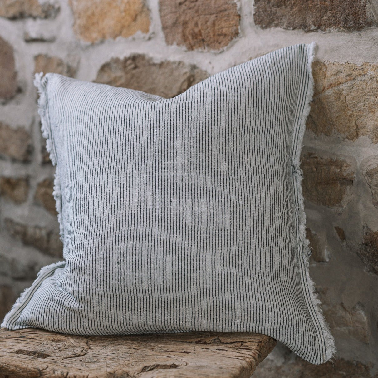 Lena Pinstripe Linen Cushion - 45 x 45cm