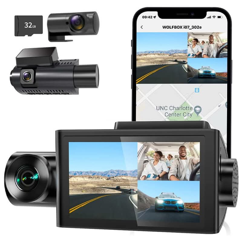 i07 | 3 Channel 2.5K+1080P+1080P Dashboard Recorder Built-in GPS WiFi