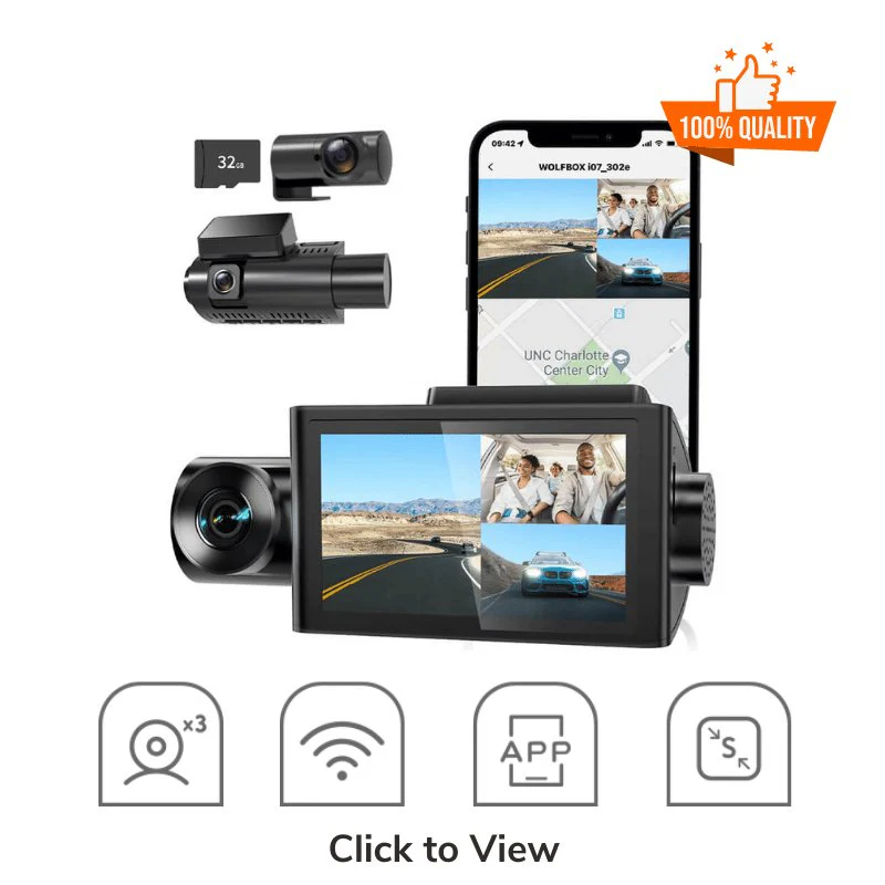 i07 | 3 Channel 2.5K+1080P+1080P Mini Dashboard Cam-Refurbished