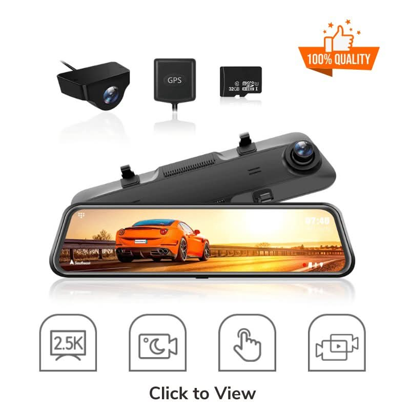 WOLFBOX G840H Dual Camera Rear View Mirror Dash Cam-Refurbished