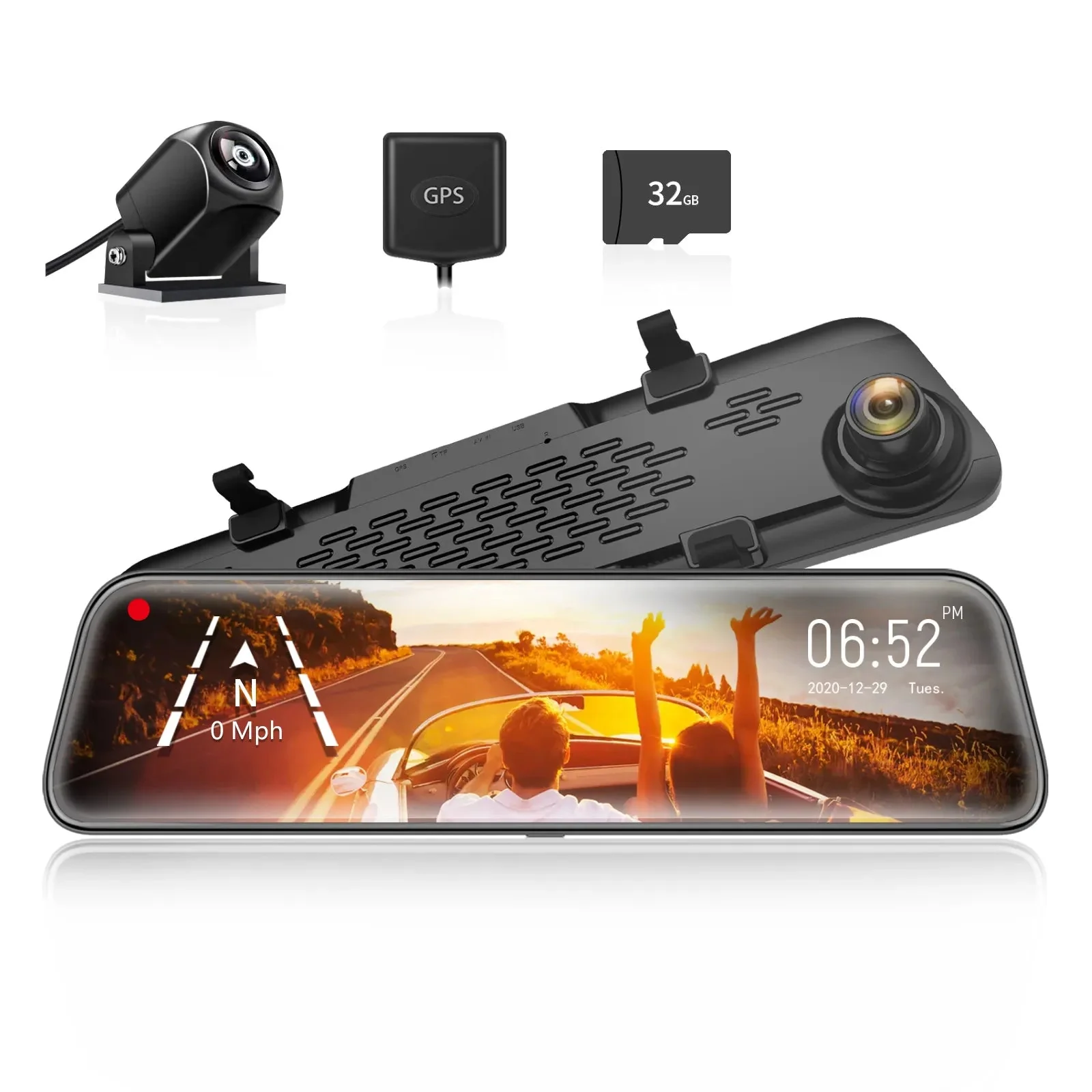 WOLFBOX G840S 12″ 4K Mirror Dash Cam 2160P Full HD Smart Rear View Camera Mirror Dash Cam