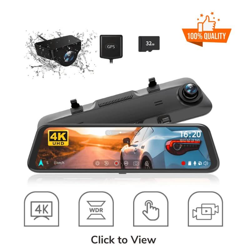 WOLFBOX G850 Rearview Mirror Backup Camera Dash Cam--Refurbished