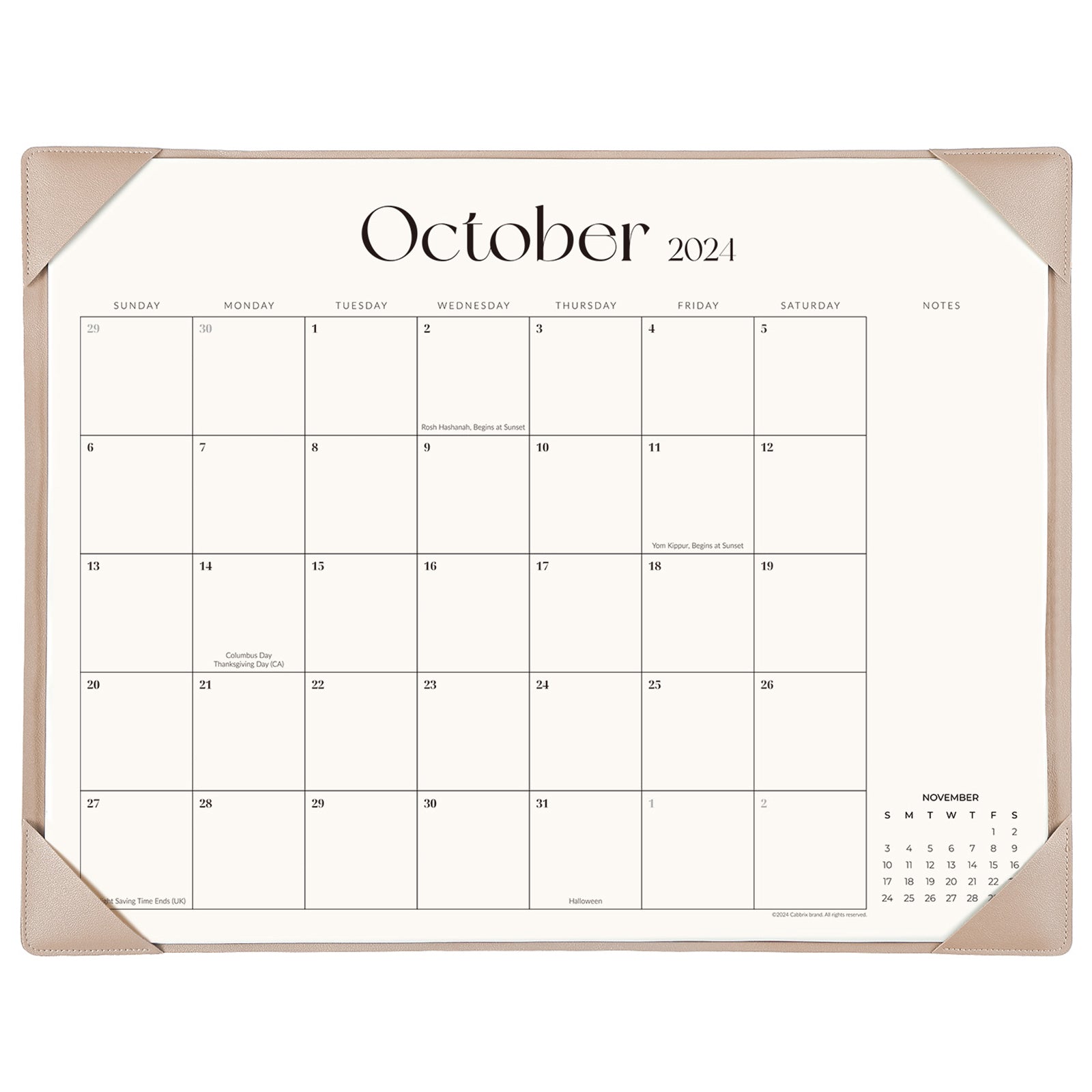 Cabbrix 2024-2025 Desk Calendar, Simplified Style, Apricot