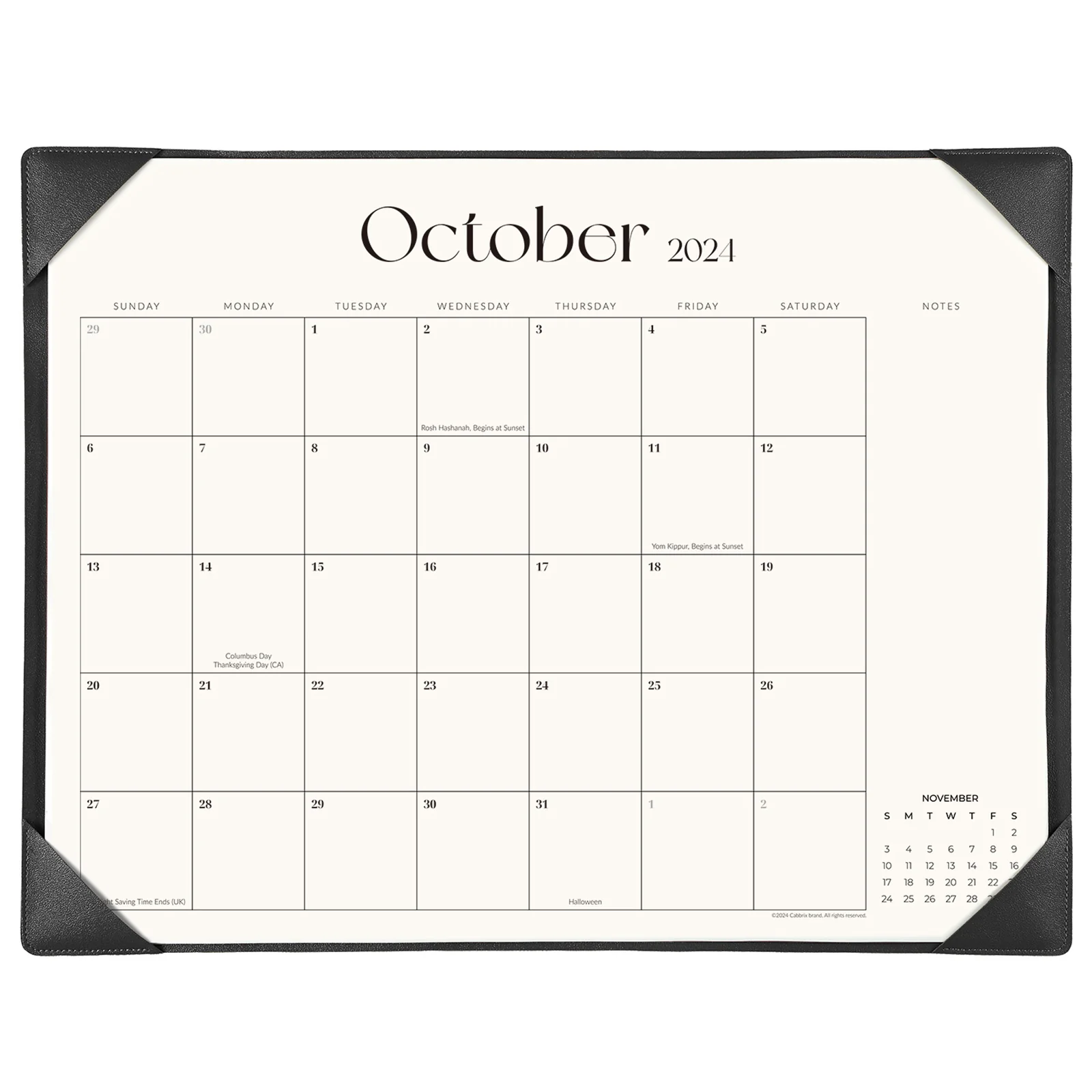 Cabbrix 2024-2025 Desk Calendar, Simplified Style, Black