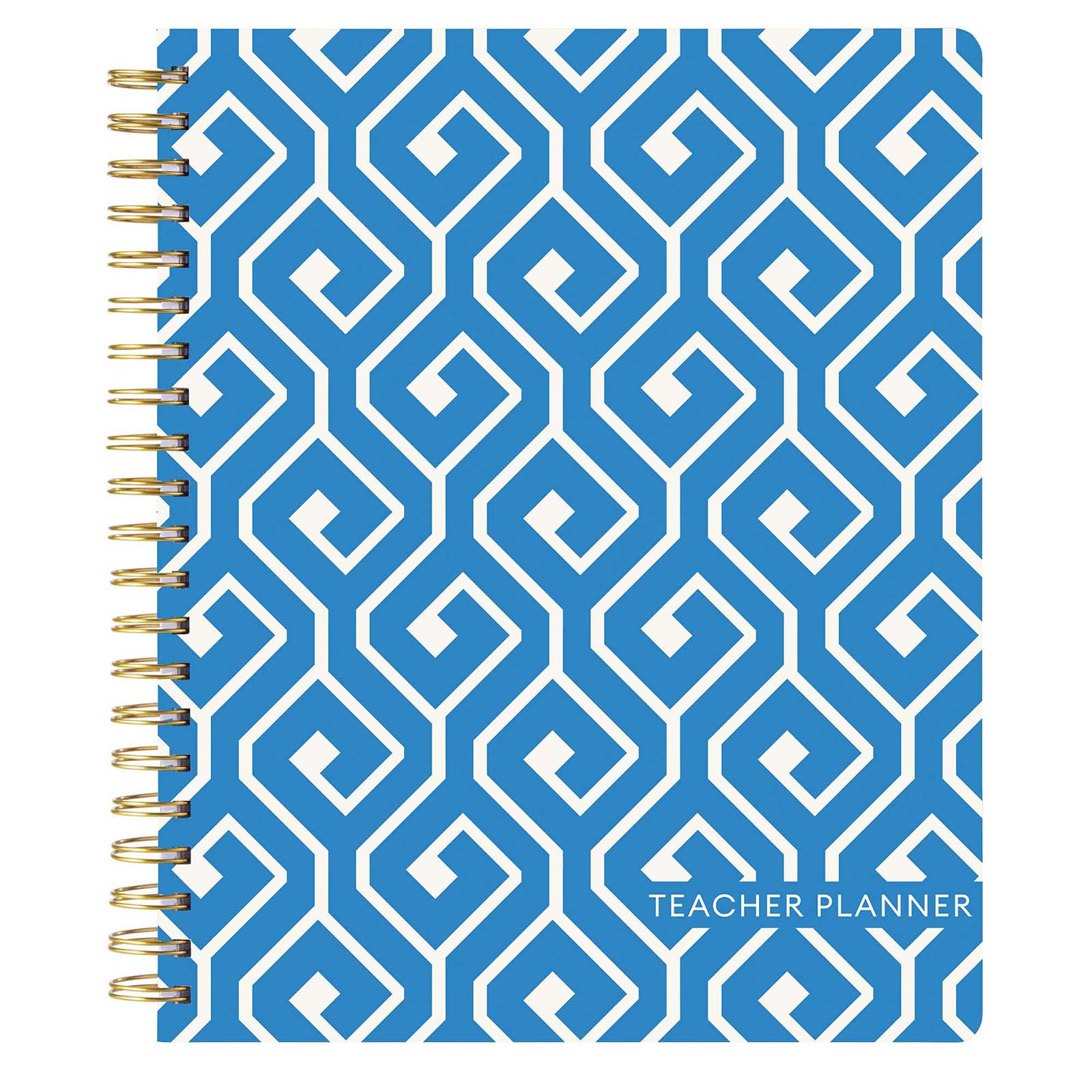 Cabbrix 2024-2025 Teacher Lesson Planner, 8.5"x11", Blue Geometric