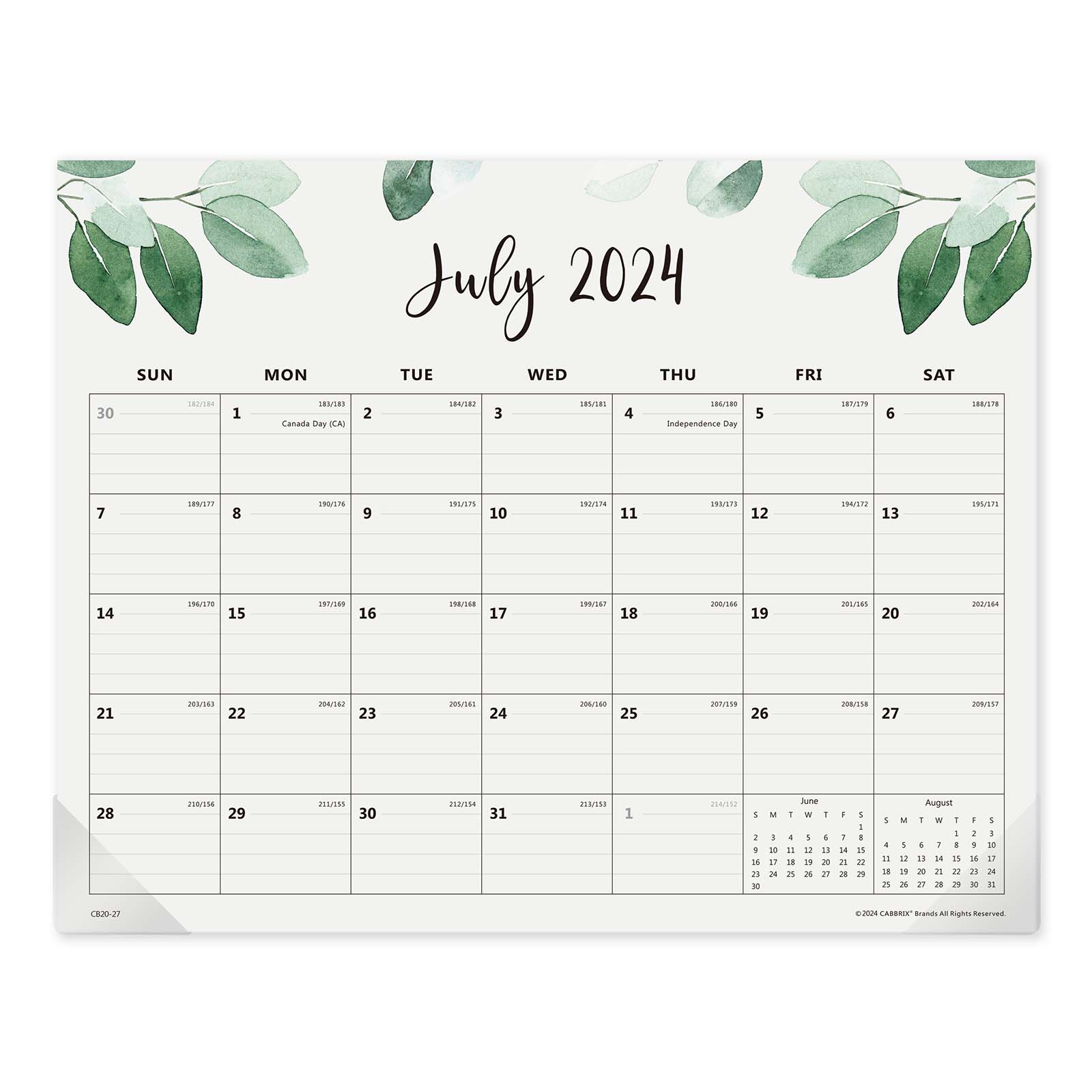 Cabbrix 2024-2025 Magnetic Calendar for Fridge, Botanical Elements