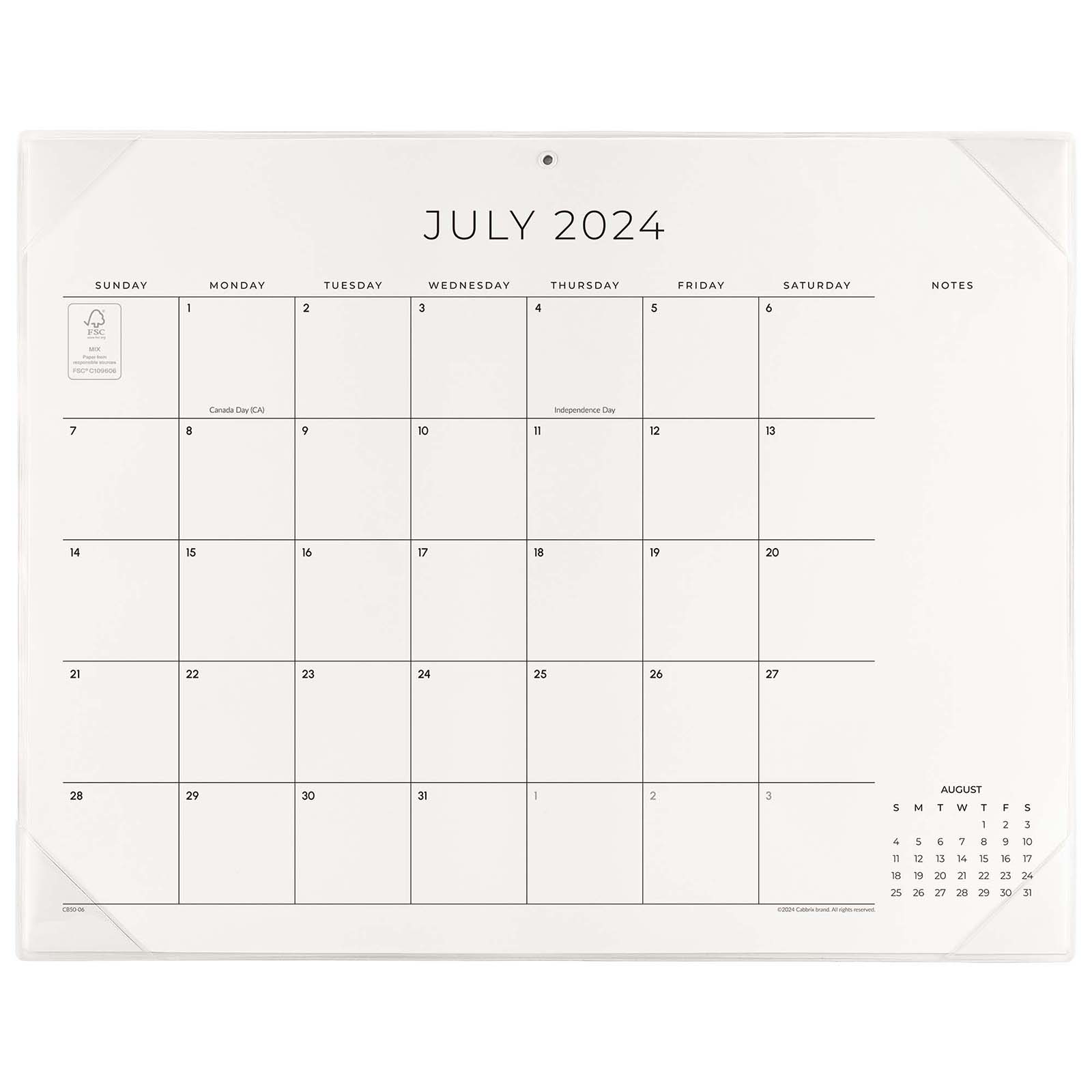 Cabbrix 2024-2025 Desk Calendar, Simplified Style, Clear