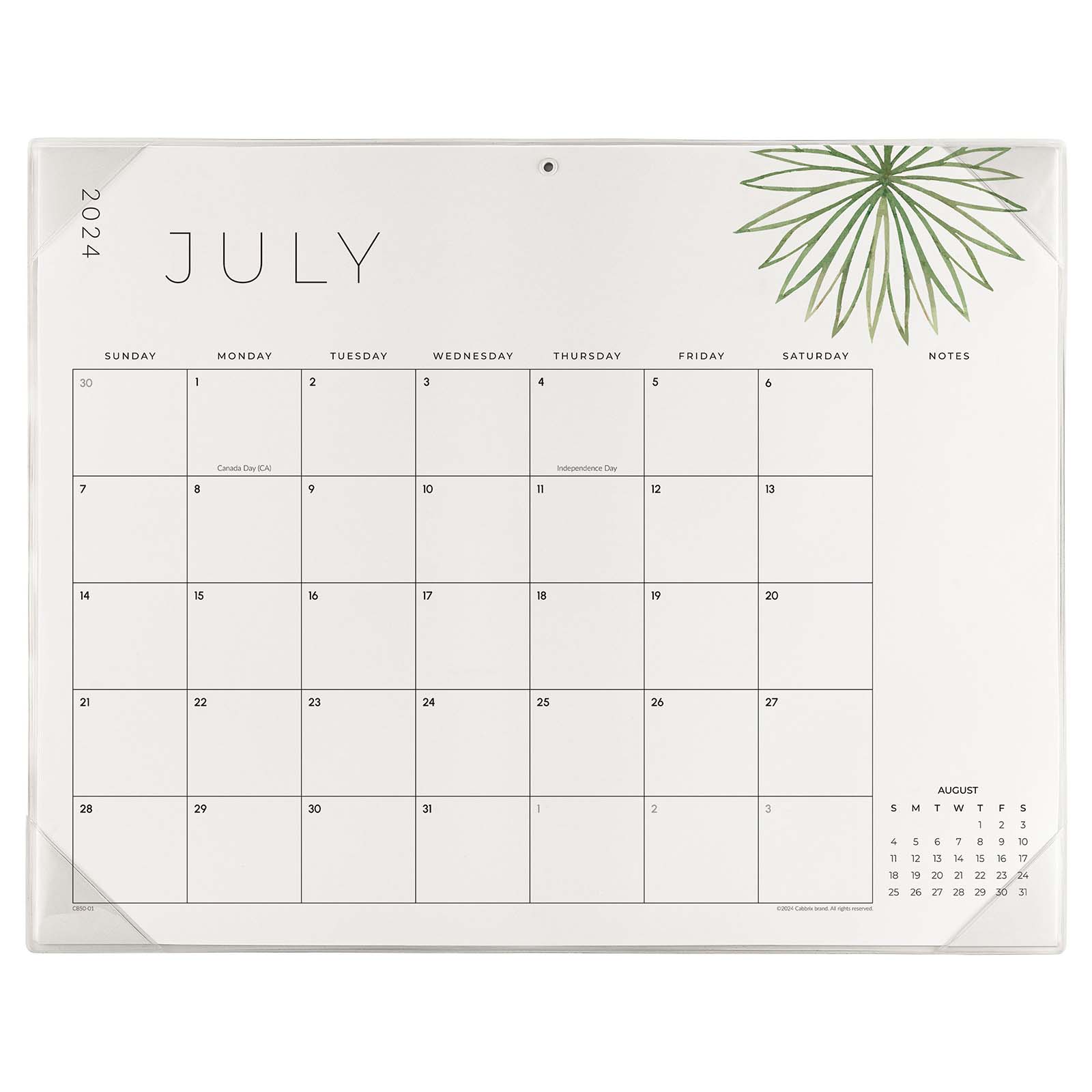 Cabbrix 2024-2025 Desk Calendar, Botanical Elements, Clear
