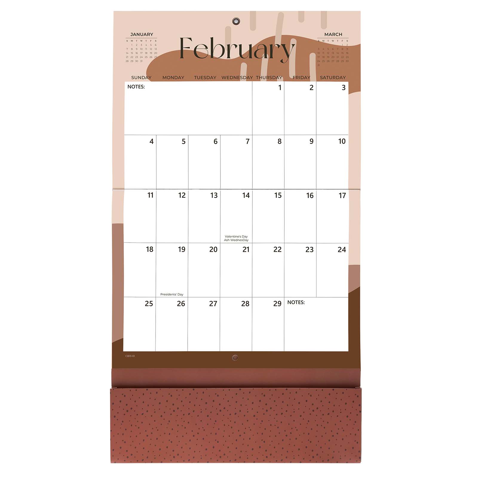 Cabbrix 2024-2025 Wall Calendar With Pocket, Reddish Brown