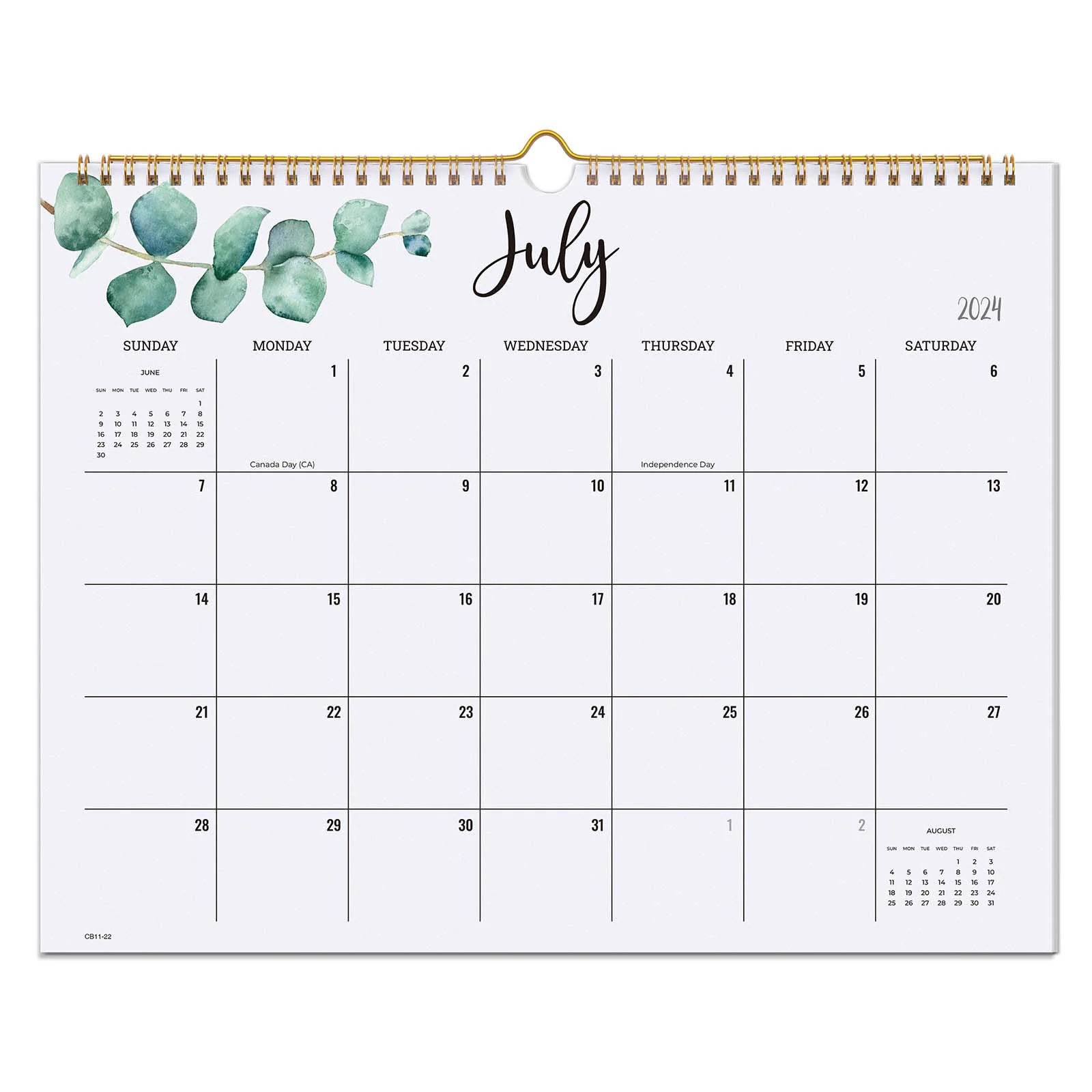 Cabbrix 2024-2025 Wall Calendar, Spiral Binding, Botanical Elements