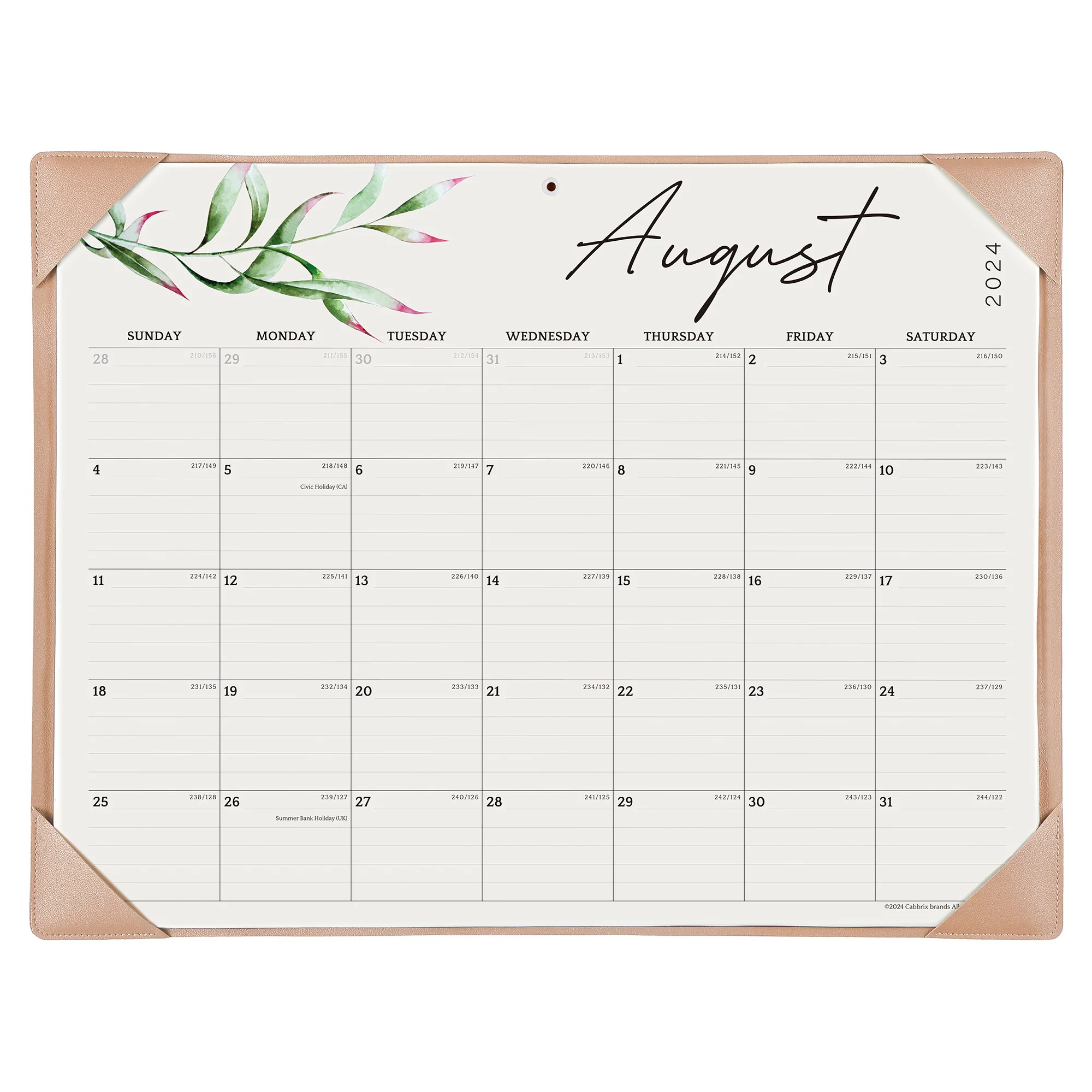 Cabbrix 2024-2025 Desk Calendar, Pastoral Style, Apricot