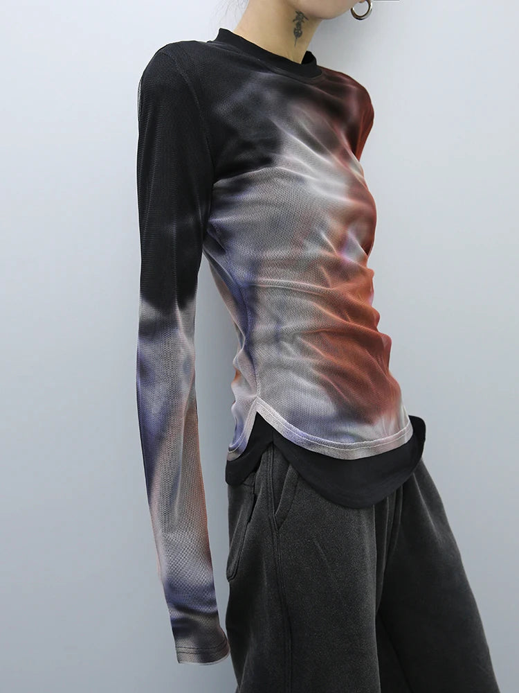 Y2K Gradient Mesh Top