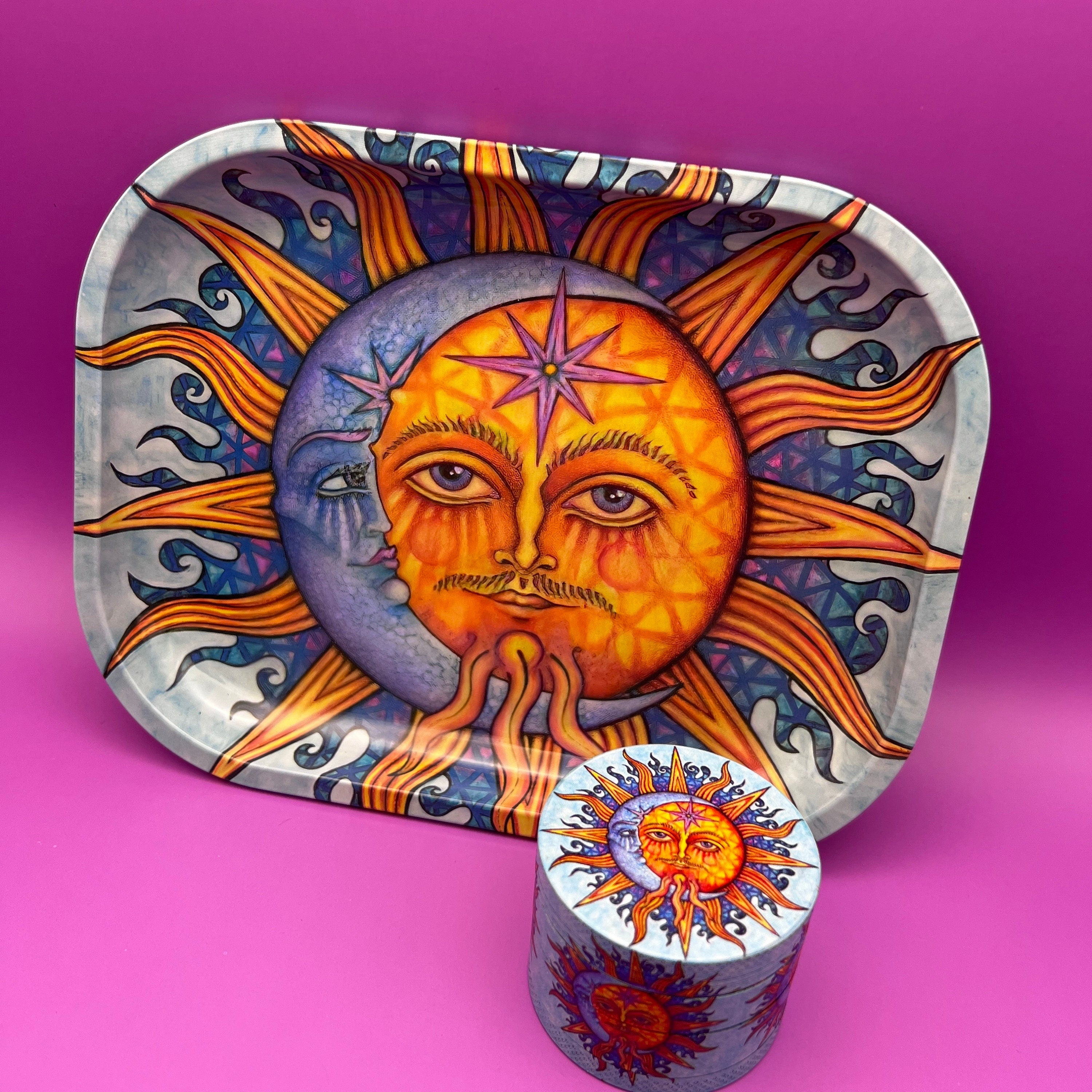 Rolling Tray & Grinder Set "Sun Moon"