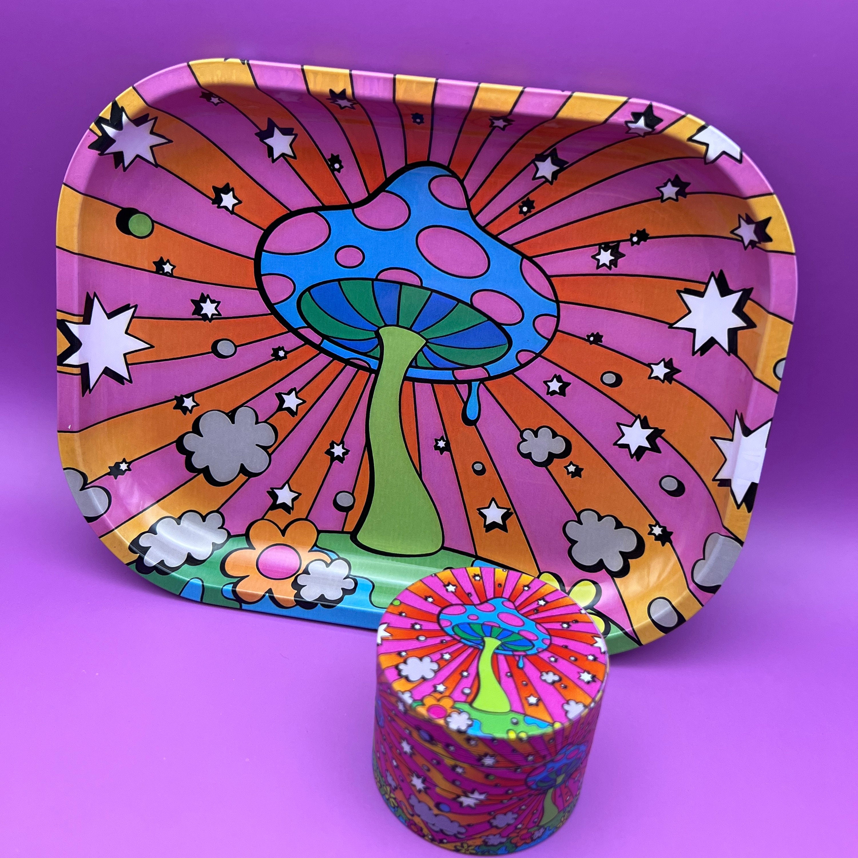 Rolling Tray & Grinder Set "Mushroom Psychedelic"