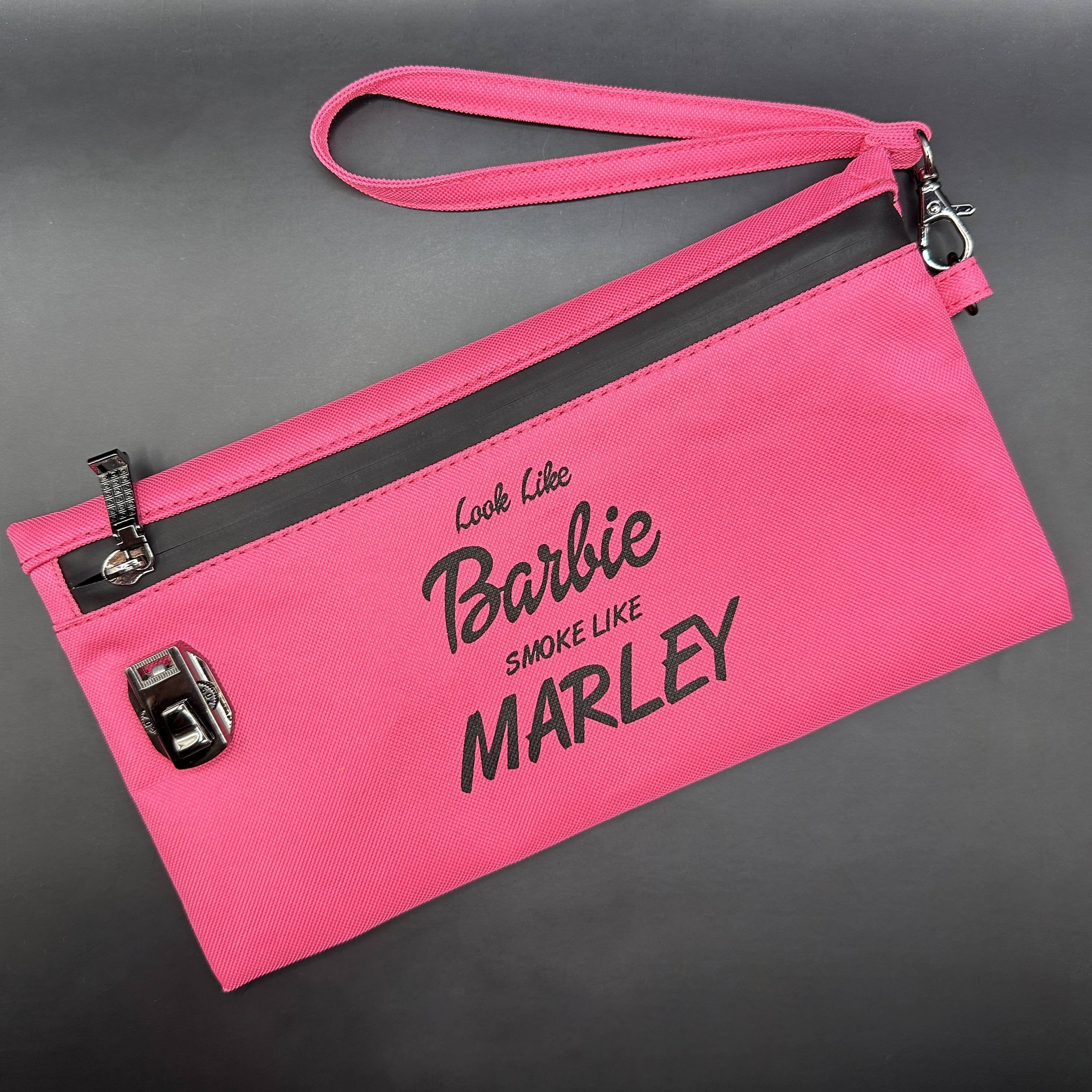 Smell Proof Bag with Lock "Look Like Barbie Smoke Like Marley" Pink