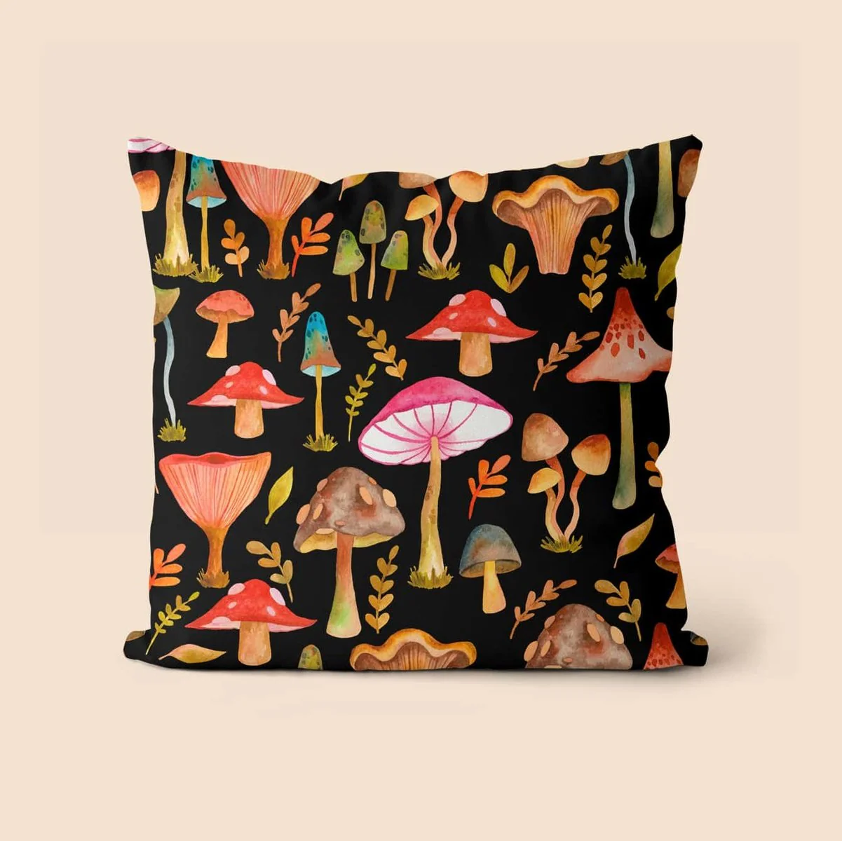 Mushroom Print Cushion Cover Without Filler