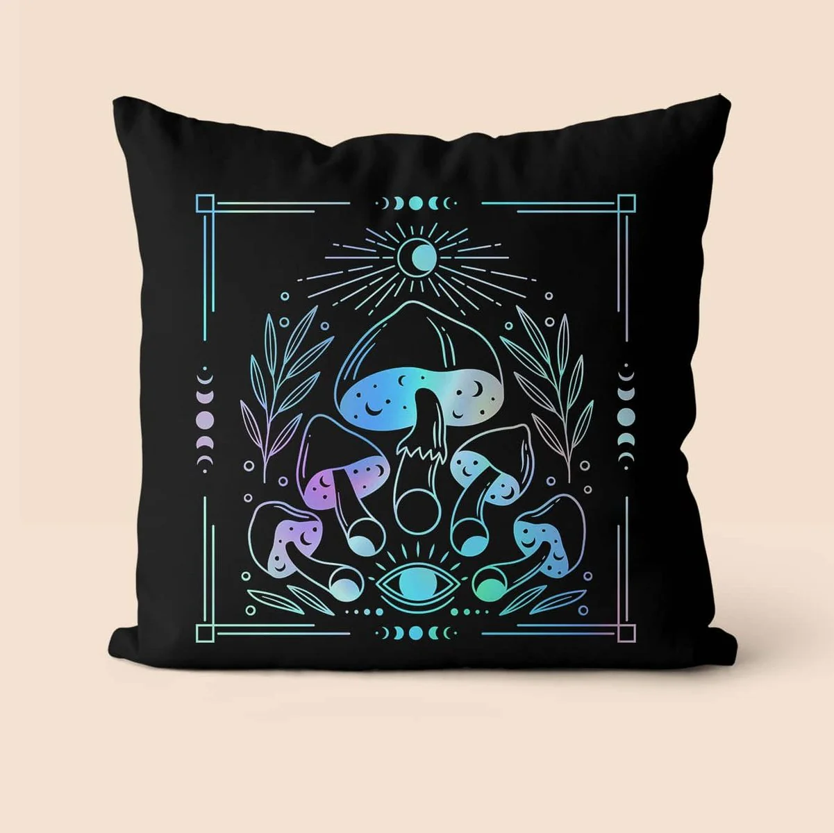Mushroom Print Cushion Cover Without Filler