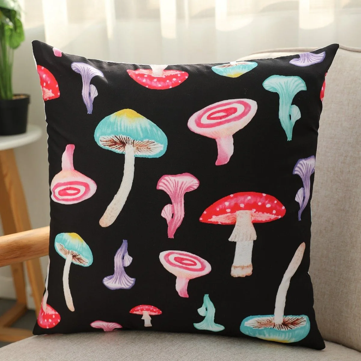 Mushroom Print Cushion Cover Without Filler