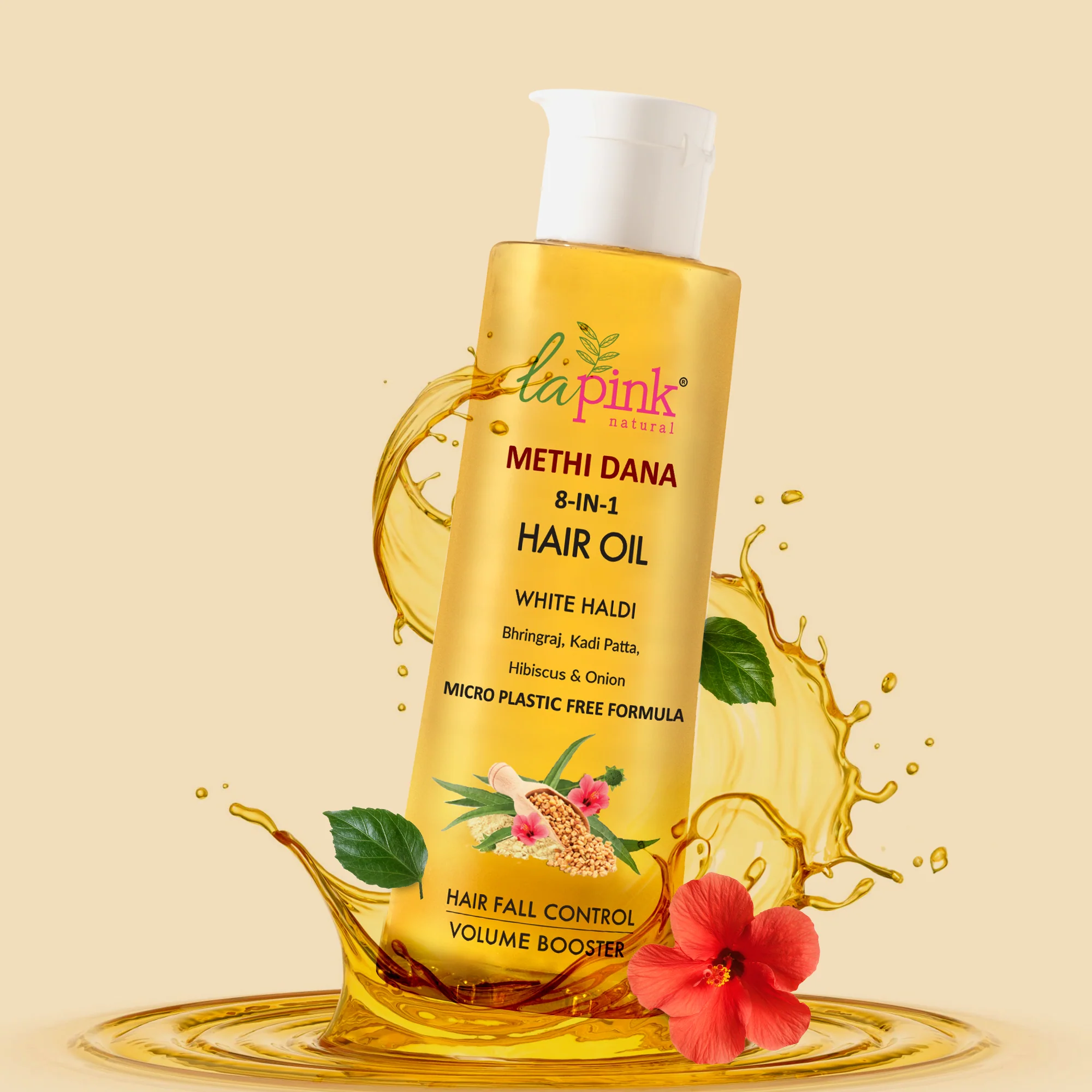 Methi Dana 8-in-1 Hair Oil with White Haldi for Hair Fall Control