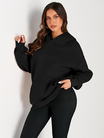 Women's Fleece Hoodie: Oversized Pullover with Pocket Cozy Style