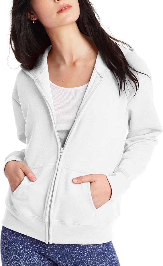 Hanes Women's EcoSmart Fleece Zip-Up Hoodie – Sustainable Hooded Sweatshirt