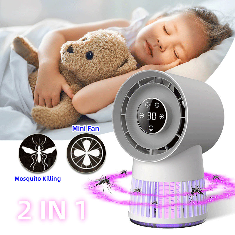 Creative 2-in-1 Mosquito Killing Mini Electric Desk Fan Mosquito Killer USB Rechargeable Fan Night Lamp Home and Outdoor Supplies