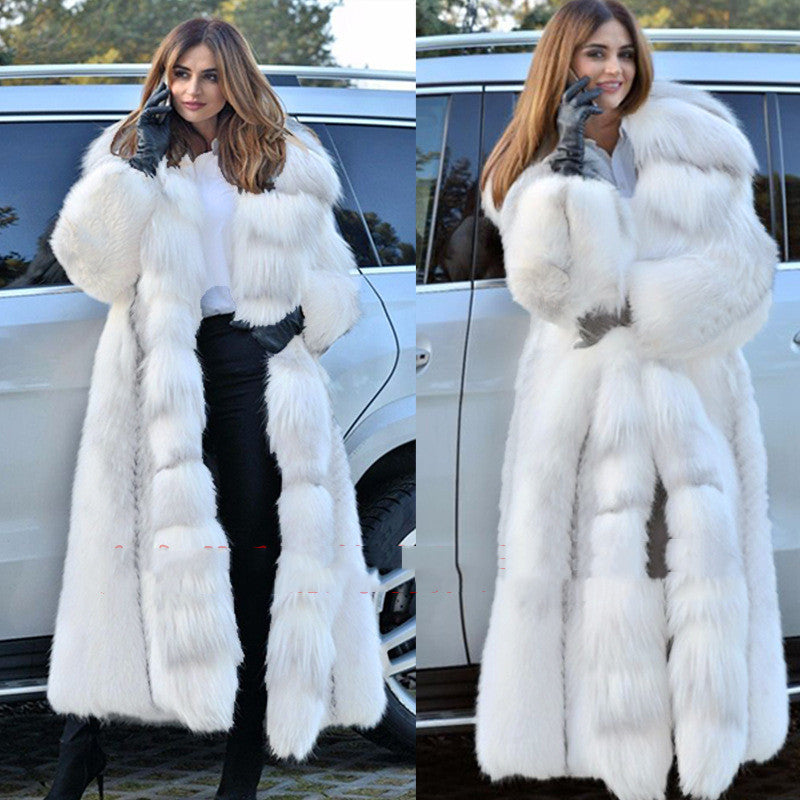 Women's Long Style White Long Fur Coat Luxurious Women's Long White Fur Coat  – A Statement of Elegance and Warmth