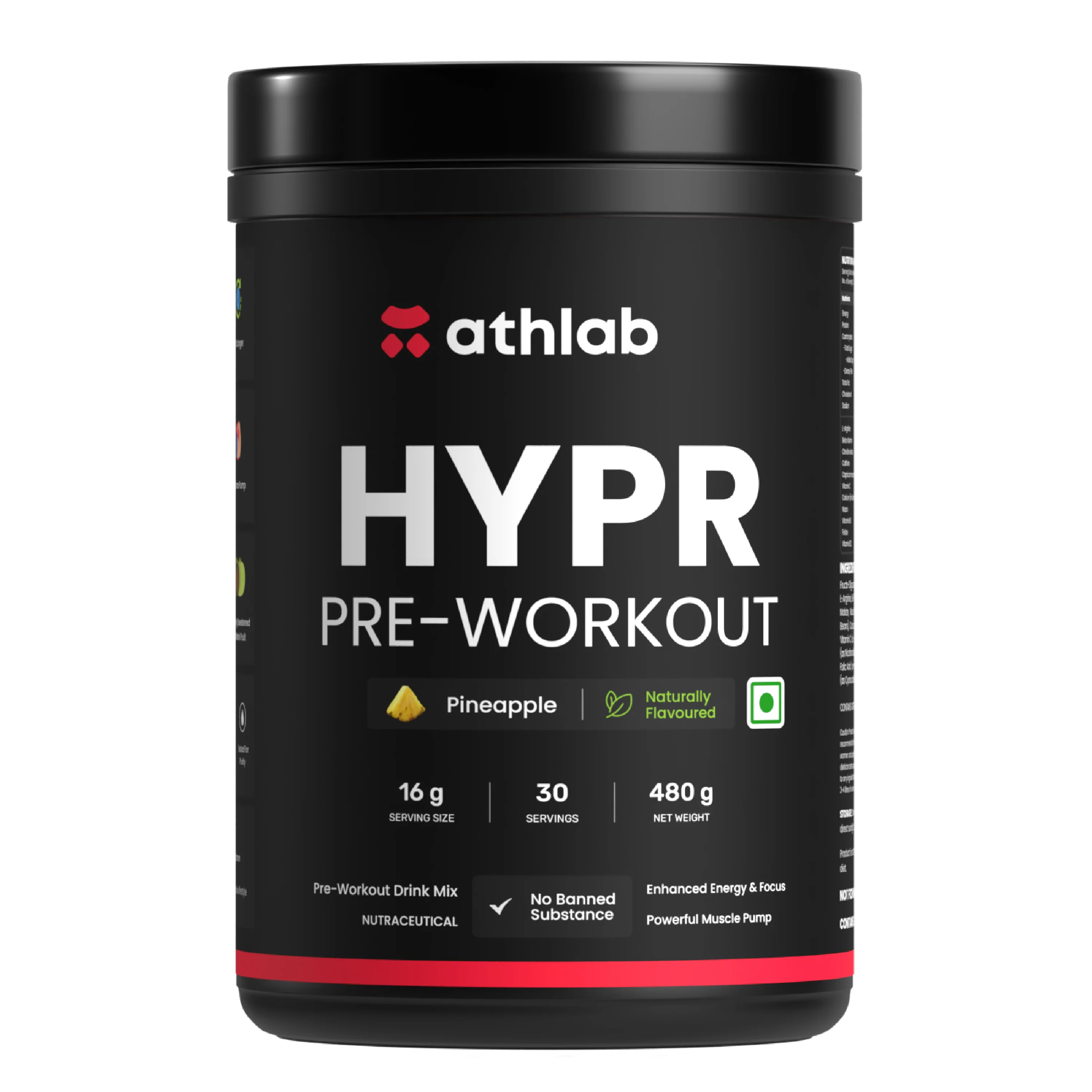 Athlab HYPR Pre Workout - 480g, Naturally Flavoured