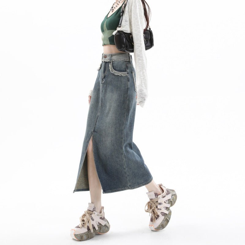 MDH Babes High Waisted Raw Denim Skirt KT873