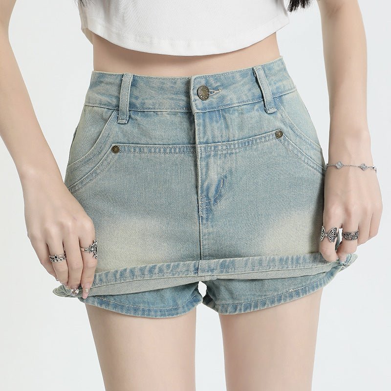 MDH High Waist Spice Girl A Word Denim Bag Hip Skirt KT881